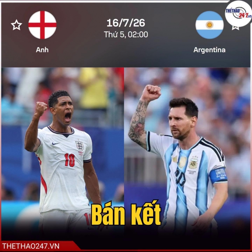 Nhận định Anh vs Argentina: Cuộc chiến lịch sử - Bán kết World Cup 2026 866308