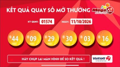 Kết quả xổ số Vietlott ngày 11/10/2026